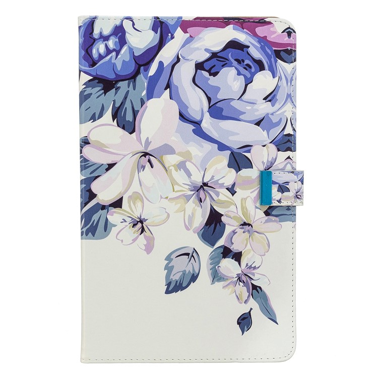 Motif D'impression Tablette Support Flip Cuir PU Pour Samsung Galaxy Tab A 10,1 (2019) T510 - Fleur Bleue-2