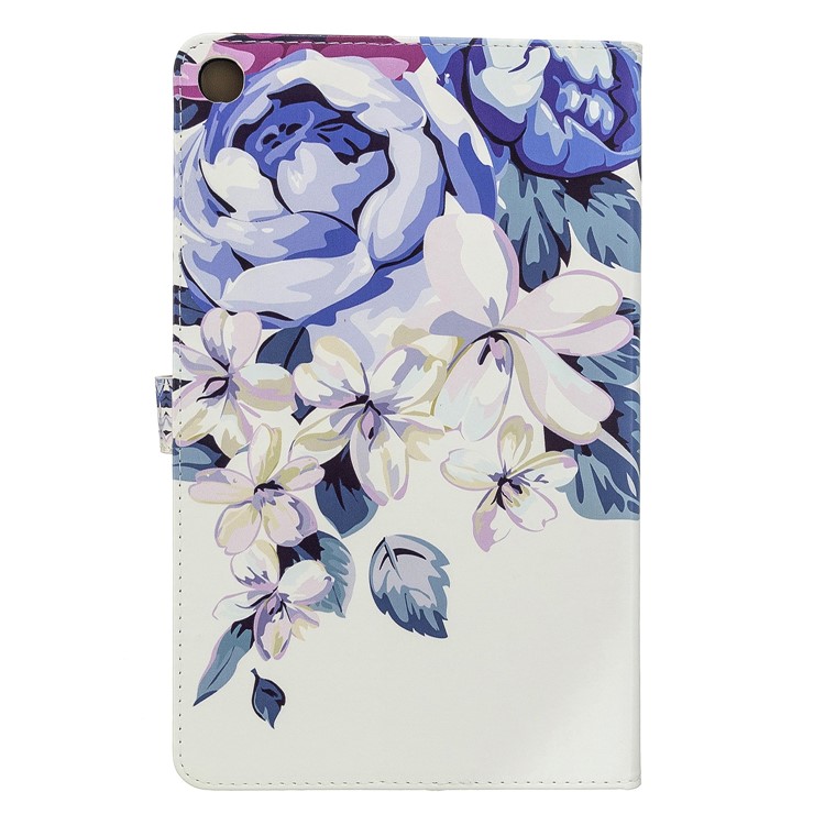 Motif D'impression Tablette Support Flip Cuir PU Pour Samsung Galaxy Tab A 10,1 (2019) T510 - Fleur Bleue-3