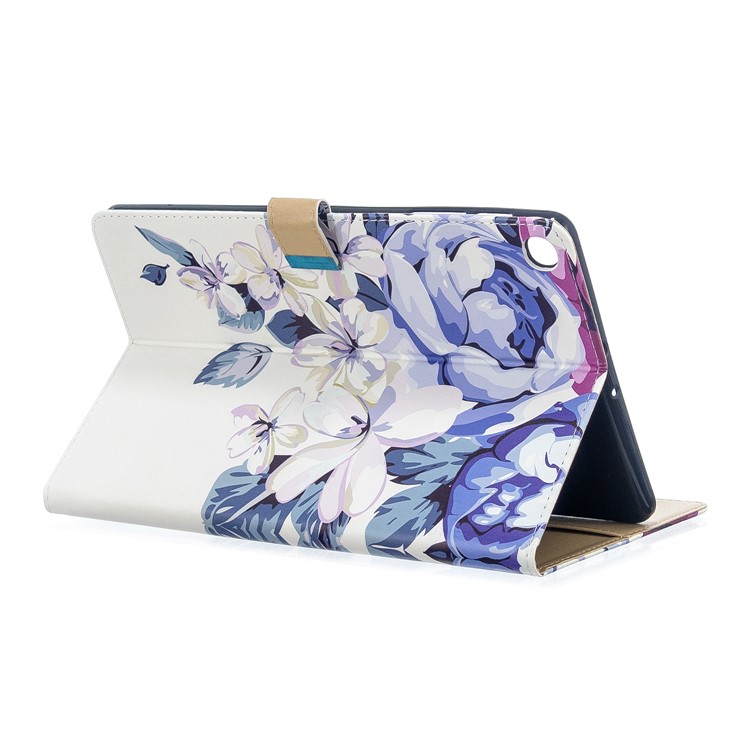 Motif D'impression Tablette Support Flip Cuir PU Pour Samsung Galaxy Tab A 10,1 (2019) T510 - Fleur Bleue-4