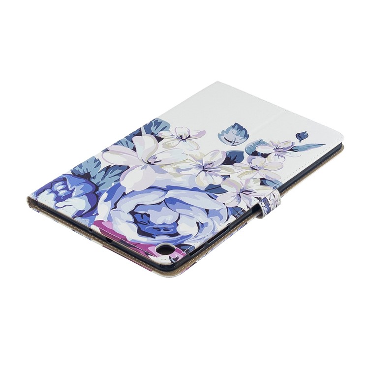 Motif D'impression Tablette Support Flip Cuir PU Pour Samsung Galaxy Tab A 10,1 (2019) T510 - Fleur Bleue-7
