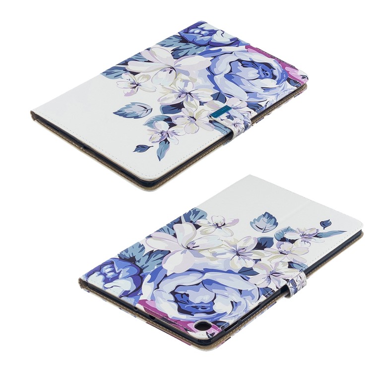 Motif D'impression Tablette Support Flip Cuir PU Pour Samsung Galaxy Tab A 10,1 (2019) T510 - Fleur Bleue-8