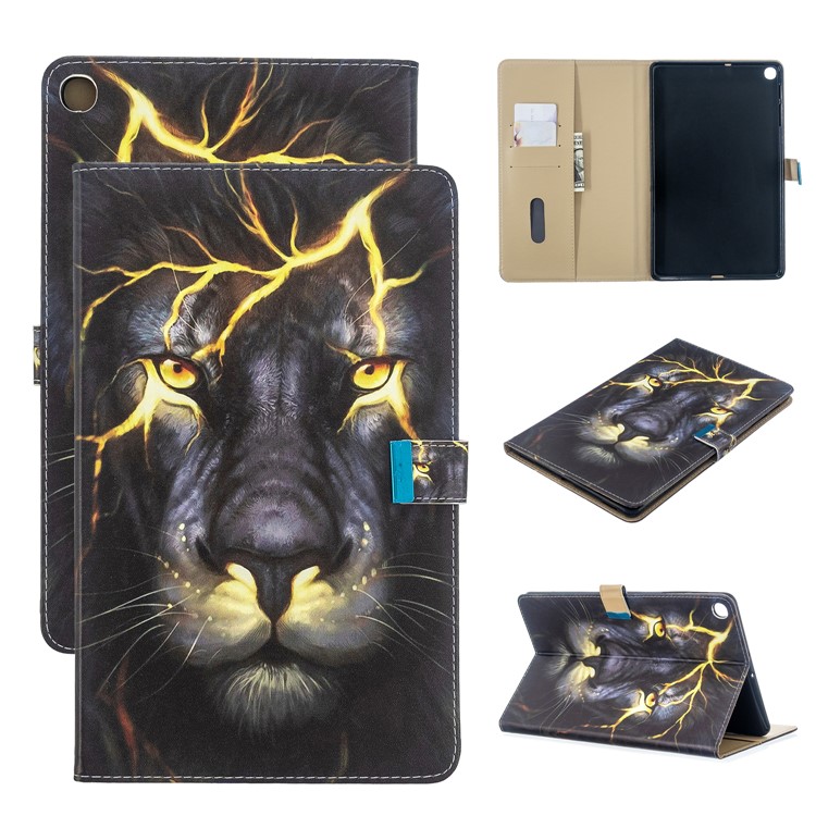 Pattern Printing PU Leather Flip Stand Tablet Case for Samsung Galaxy Tab A 10.1 (2019) T510 - Lion-1