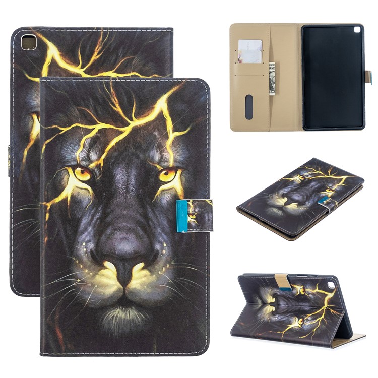 Pattern Printing Wallet Stand Flip Leather Case for Samsung Galaxy Tab A 8.0 Wi-Fi (2019) SM-T290/T295 - Lion-1