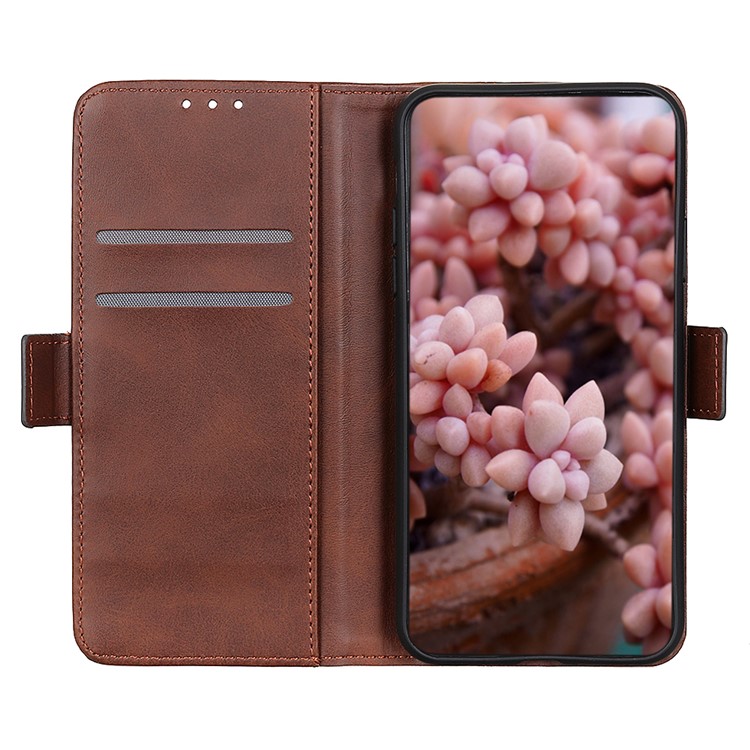 PU Leather Wallet with Card Slots Mobile Case for Samsung Galaxy A51 - Coffee-5