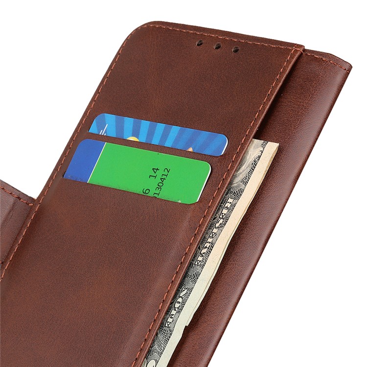 PU Leather Wallet with Card Slots Mobile Case for Samsung Galaxy A51 - Coffee-6