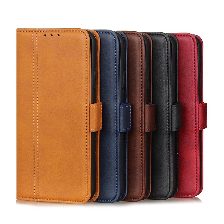 PU Leather Wallet with Card Slots Mobile Case for Samsung Galaxy A51 - Coffee-9