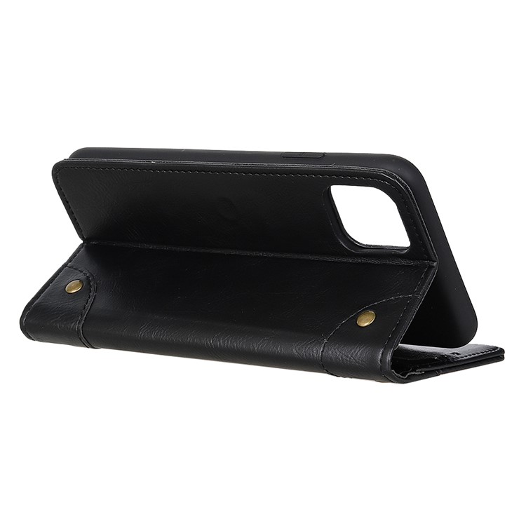 Louco Caso Carteira De Pele De Cavalo Absorvidos-auto Split Couro Para Samsung Galaxy A51 - Preto-4