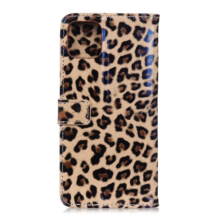 Leopard Texture Glossy Wallet Leather Stand Cover for Samsung Galaxy A51-3