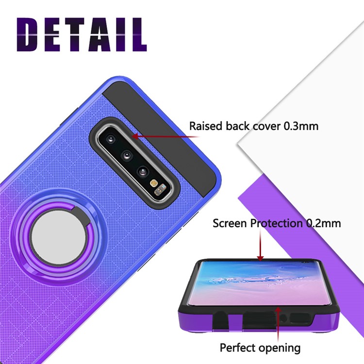 Finger Ring Kickstand Gradient Color Detachable TPU + PC Hybrid Case for Samsung Galaxy S10 (Built-in Metal Sheet) - Blue / Purple-6