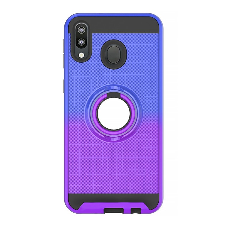 Finger Ring Kickstand Gradient Color Detachable TPU + PC Combo Case for Samsung Galaxy M20 (Built-in Metal Sheet) - Blue / Purple-2