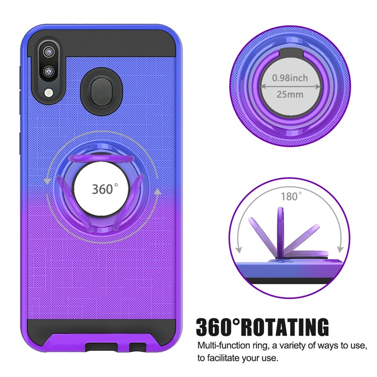 Finger Ring Kickstand Gradient Color Detachable TPU + PC Combo Case for Samsung Galaxy M20 (Built-in Metal Sheet) - Blue / Purple-4