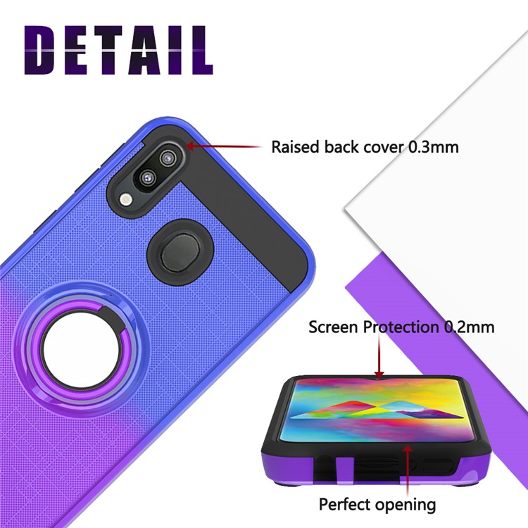 Finger Ring Kickstand Gradient Color Detachable TPU + PC Combo Case for Samsung Galaxy M20 (Built-in Metal Sheet) - Blue / Purple-6