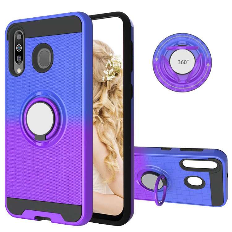 For Samsung Galaxy M30/A40s Gradient Color PC+TPU Shell - Blue/Purple-1