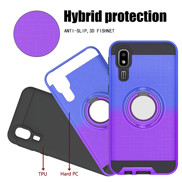 For Samsung Galaxy A2 Core Gradient Color 2 in 1 360 Degree Ring Kickstand Covering - Blue/Purple-5