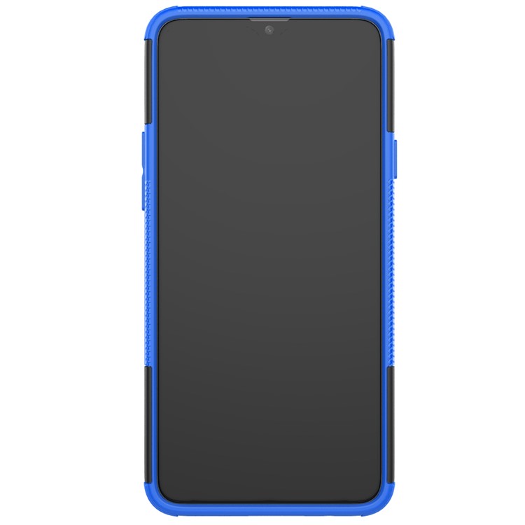 Para o Samsung Galaxy A20s Cool Pneu PC + TPU Hybrid Cell Case Com Kickstand - Azul-3