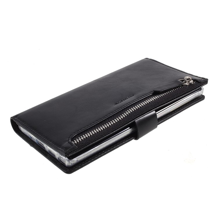 MOLANCANO Zipper Pocket Wallet Flip Leather Cell Phone Case for Samsung Galaxy Note 10/Note 10 5G - Black-5