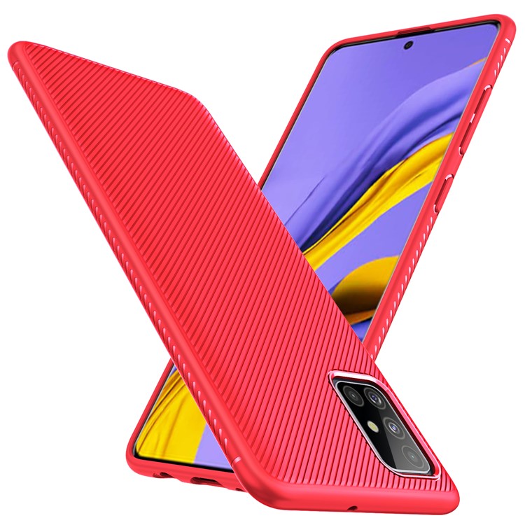 

Jazz Series Twill Texture TPU Back Case for Samsung Galaxy A51 - Red, Samsung Galaxy A51