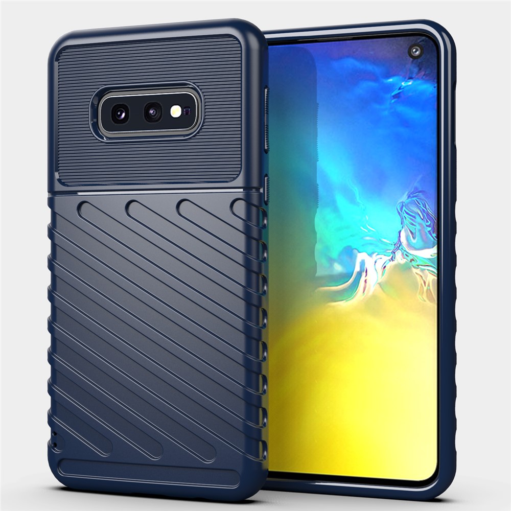 Thunder Series Twill Skin Soft TPU Cool Phone Case for Samsung Galaxy S10e - Blue