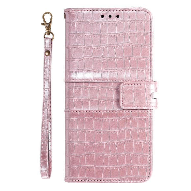 Crocodile Texture Wallet Leather Stand Phone Cover with Strap for Samsung Galaxy A50/A50s/A30s - Rose Gold-2