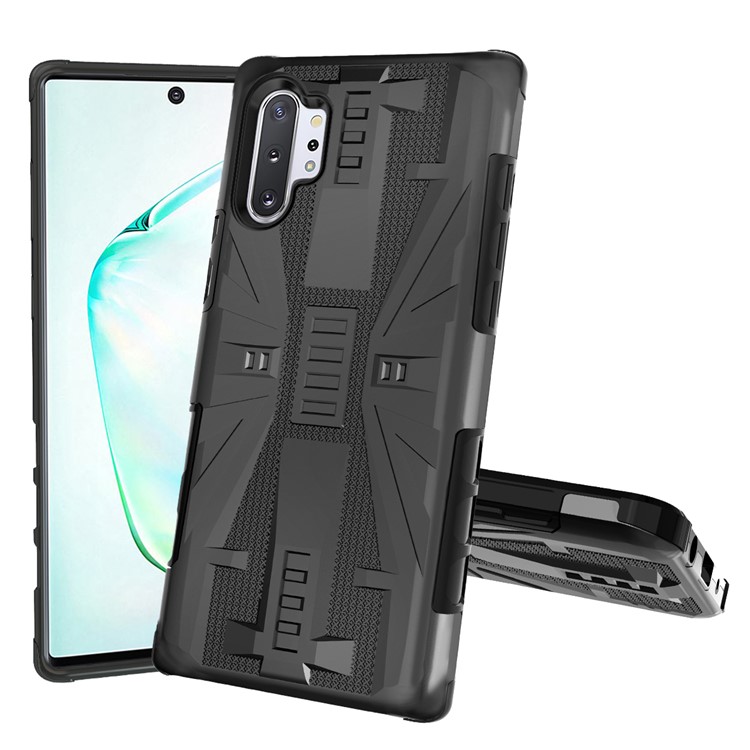 Shockproof Plastic + TPU Phone Cover Case for Samsung Galaxy Note 10 Plus / Note 10 Plus 5G - Black-1