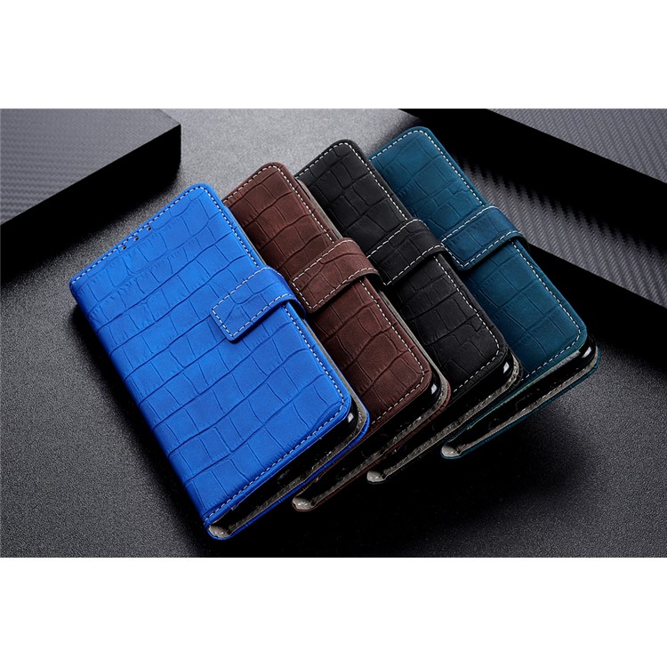 Crocodile Texture PU Leather Stand Wallet Phone Shell Case for Samsung Galaxy A51 - Black-11