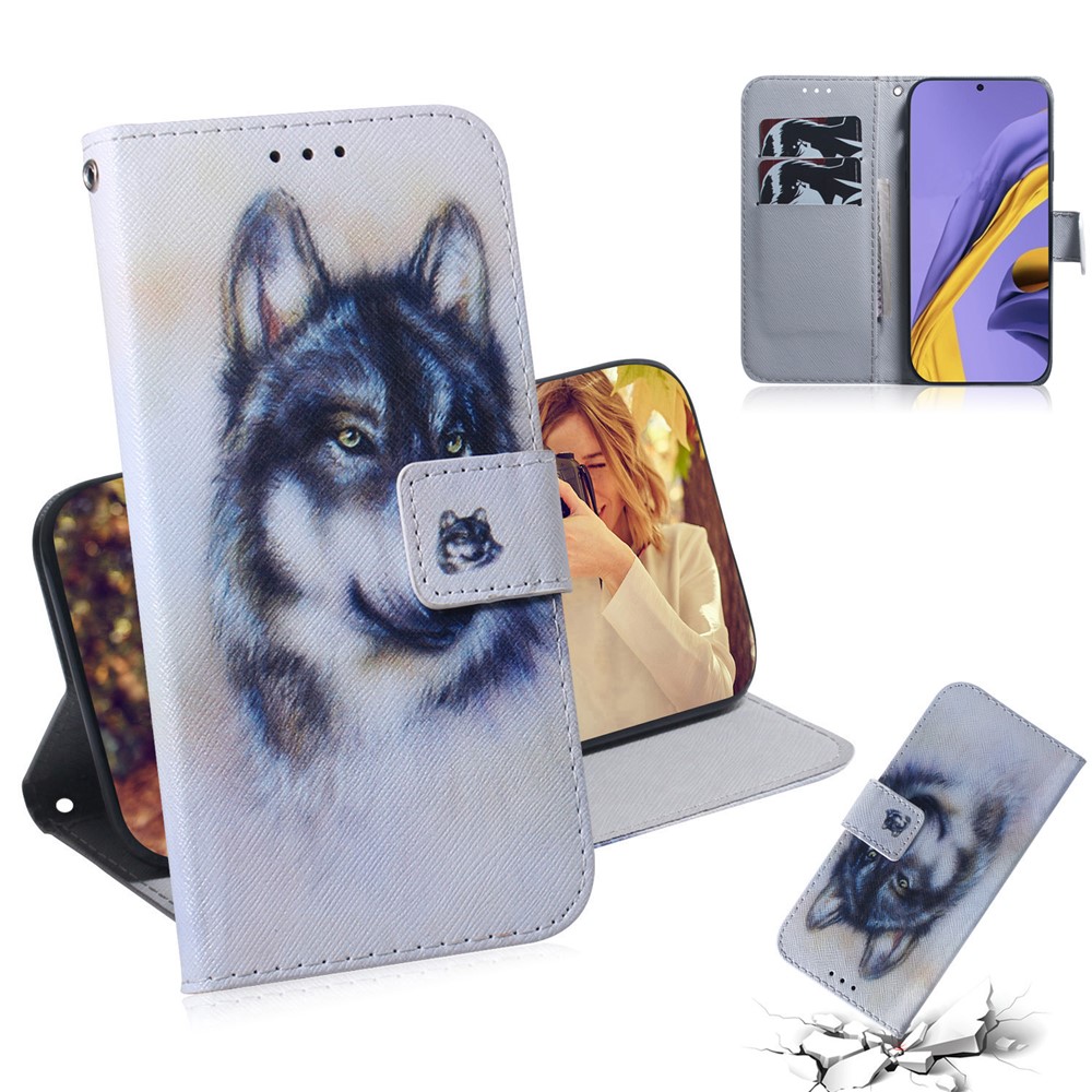 Pattern Printing Wallet Stand Leather Case for Samsung Galaxy A51 - Husky-1