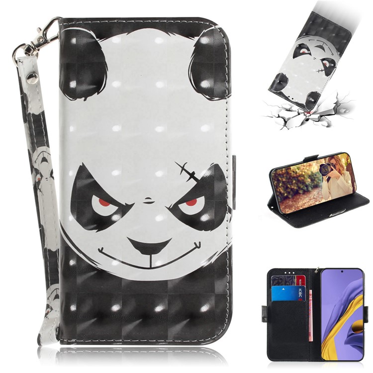 Estojo De Couro Carteira Luz Decoração Local De Impressão Padrão Para Samsung Galaxy A51 - Panda-1