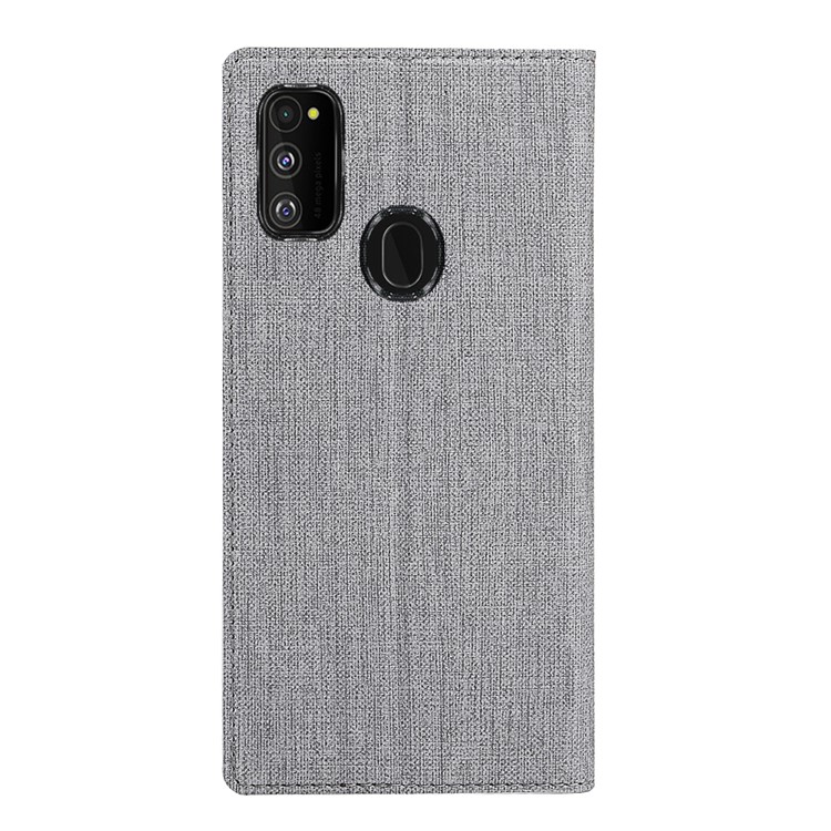 VILI DMX Cross Texture Stand Leather Card Holder Case for Samsung Galaxy M30s - Grey-17