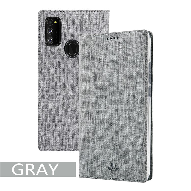 VILI DMX Cross Texture Stand Leather Card Holder Case for Samsung Galaxy M30s - Grey-19