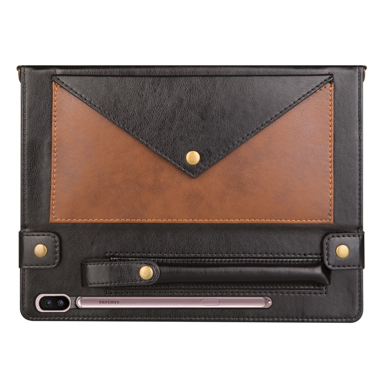 Color Splicing Envelop Style Wallet Leather Case with Pen Pouch for Samsung Galaxy Tab S6 SM-T860 (Wi-Fi)/T865 (LTE) - Brown-2