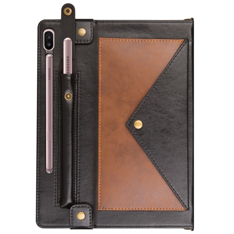 Color Splicing Envelop Style Wallet Leather Case with Pen Pouch for Samsung Galaxy Tab S6 SM-T860 (Wi-Fi)/T865 (LTE) - Brown-3
