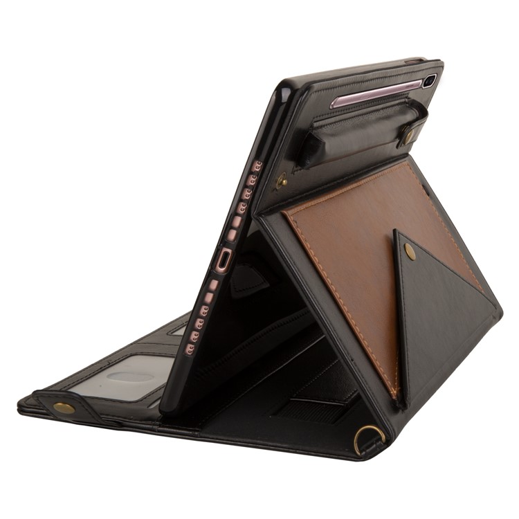 Color Splicing Envelop Style Wallet Leather Case with Pen Pouch for Samsung Galaxy Tab S6 SM-T860 (Wi-Fi)/T865 (LTE) - Brown-7