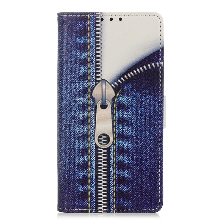 Pattern Printing Leather Wallet Stand Case for Samsung Galaxy S11 - Jeans Metal Zipper-3