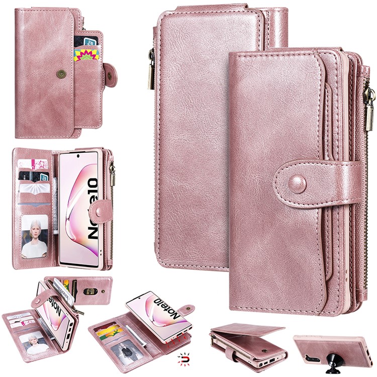 Multi-functional Retro Leather Phone Case for Samsung Galaxy Note 10/Note 10 5G - Rose Gold-1