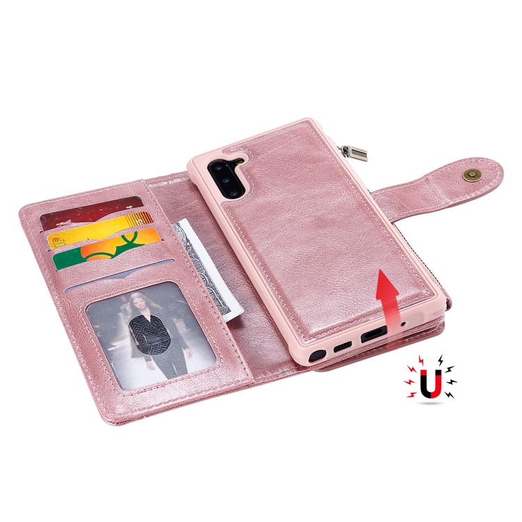 Multi-functional Retro Leather Phone Case for Samsung Galaxy Note 10/Note 10 5G - Rose Gold-26