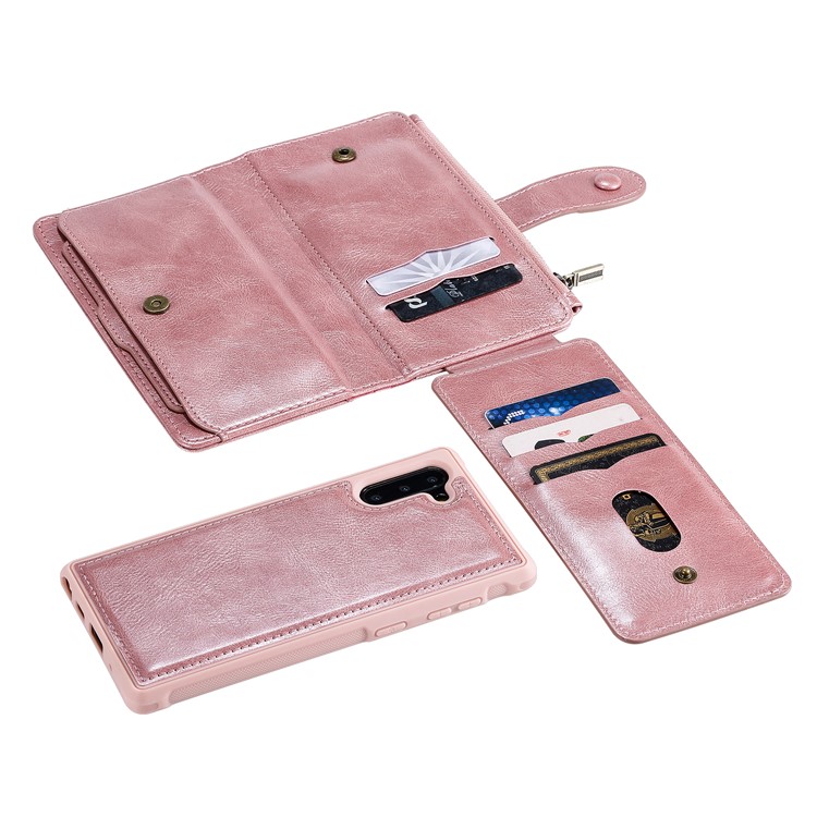 Multi-functional Retro Leather Phone Case for Samsung Galaxy Note 10/Note 10 5G - Rose Gold-28