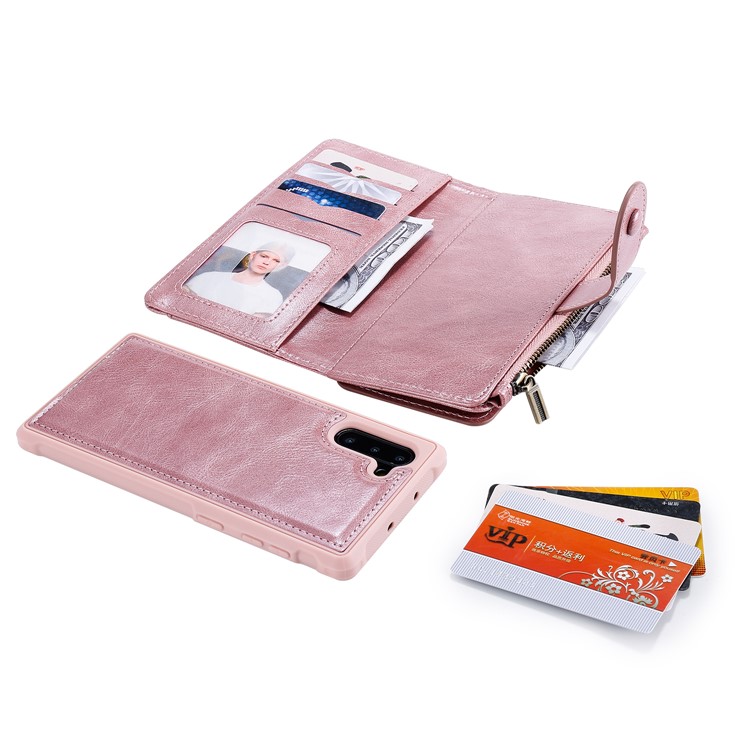 Multi-functional Retro Leather Phone Case for Samsung Galaxy Note 10/Note 10 5G - Rose Gold-29