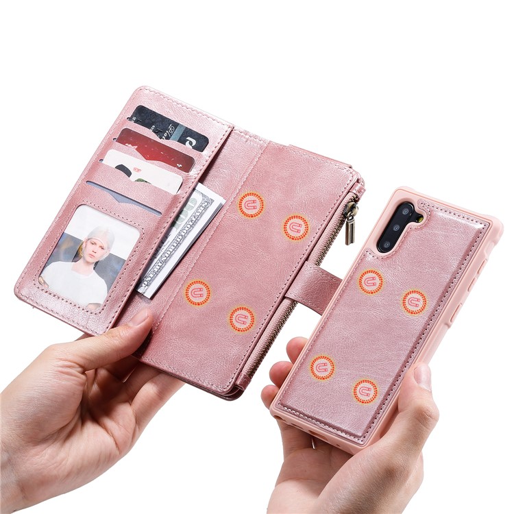 Multi-functional Retro Leather Phone Case for Samsung Galaxy Note 10/Note 10 5G - Rose Gold-31