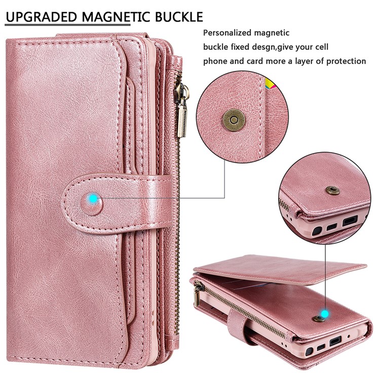 Multi-functional Retro Leather Phone Case for Samsung Galaxy Note 10/Note 10 5G - Rose Gold-6