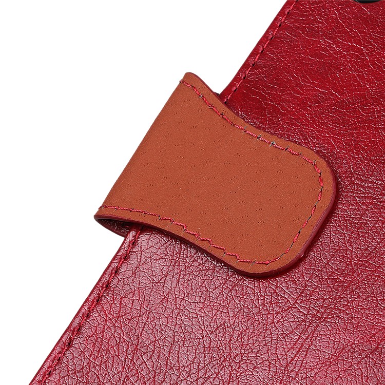 Nappa Carteira De Couro Shell Tampa Textura Divisão Suporte Do Telefone Para Samsung Galaxy A51 - Vermelho-10