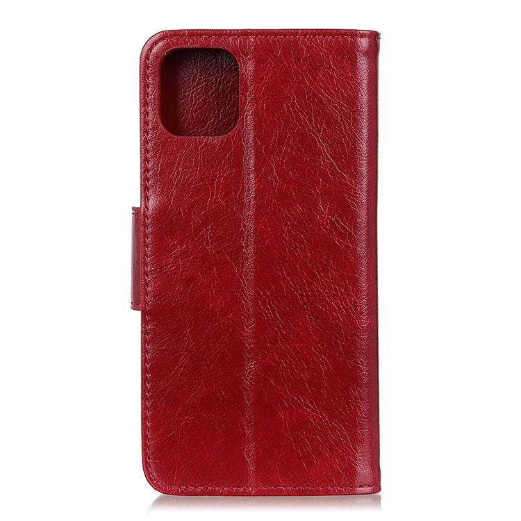 Nappa Carteira De Couro Shell Tampa Textura Divisão Suporte Do Telefone Para Samsung Galaxy A51 - Vermelho-3