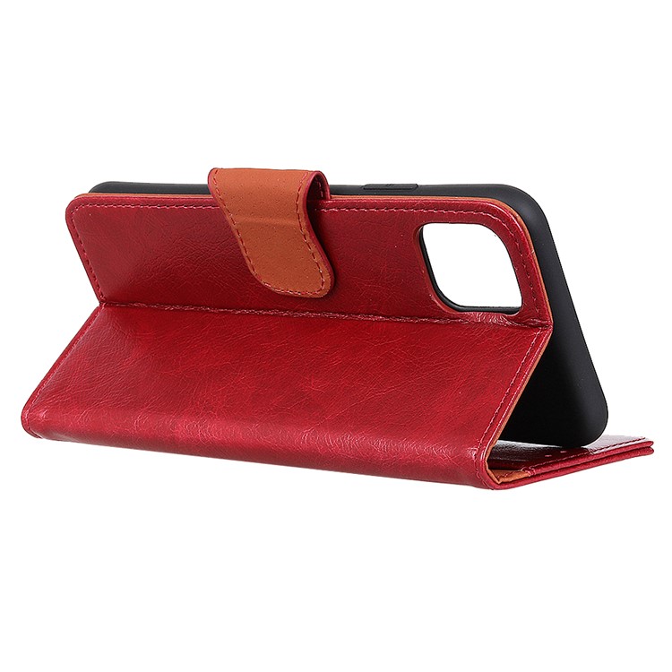 Nappa Carteira De Couro Shell Tampa Textura Divisão Suporte Do Telefone Para Samsung Galaxy A51 - Vermelho-4