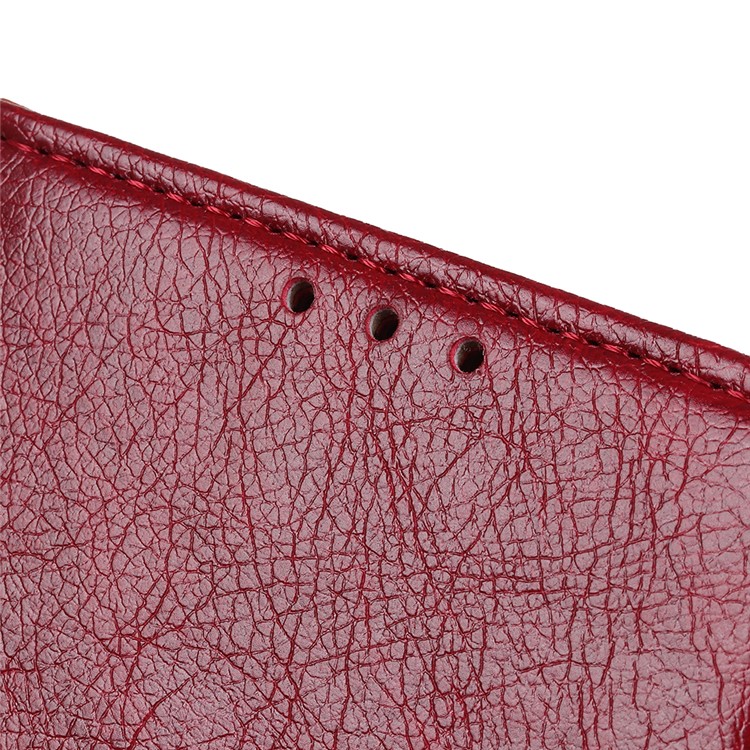 Nappa Carteira De Couro Shell Tampa Textura Divisão Suporte Do Telefone Para Samsung Galaxy A51 - Vermelho-9