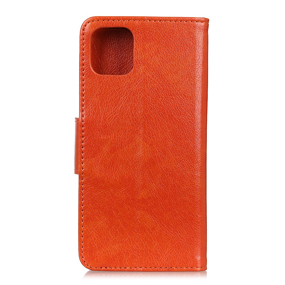 Nappa Texture Split Leather Wallet Stand Phone Cover Shell for Samsung Galaxy A51 - Orange-3
