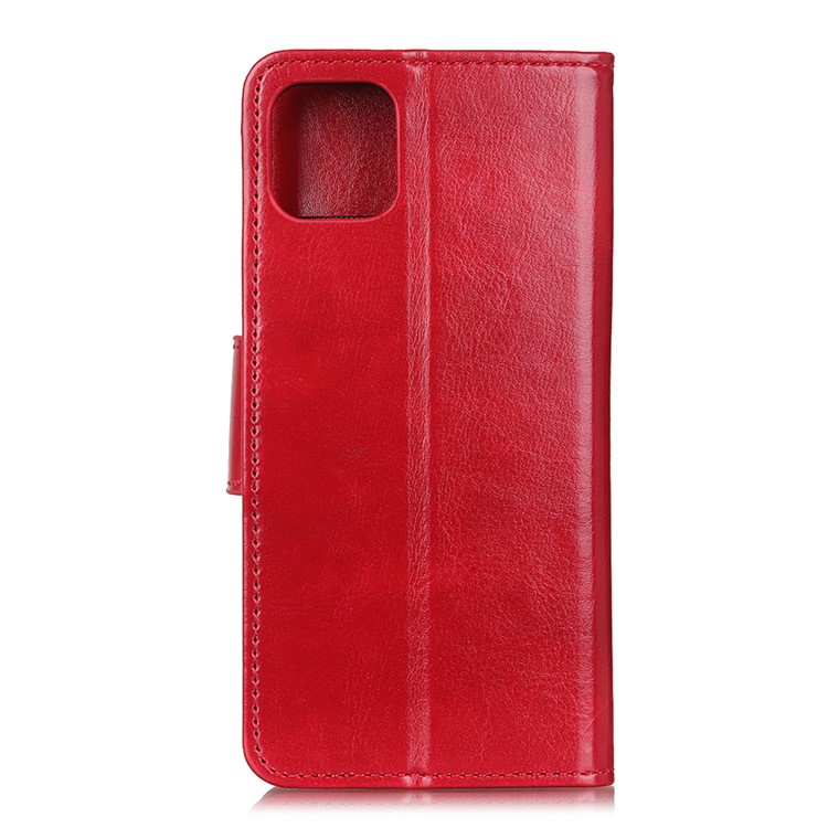 Crazy Horse Texture Leather Stand Wallet Phone Casing for Samsung Galaxy A51 - Red-8