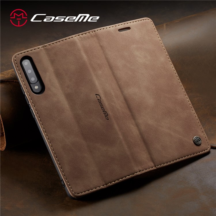 CASEME Caso De Telefone Celular Absorvida Auto-carteira De Couro 013 Série Para A70s Samsung Galaxy - Castanho-19