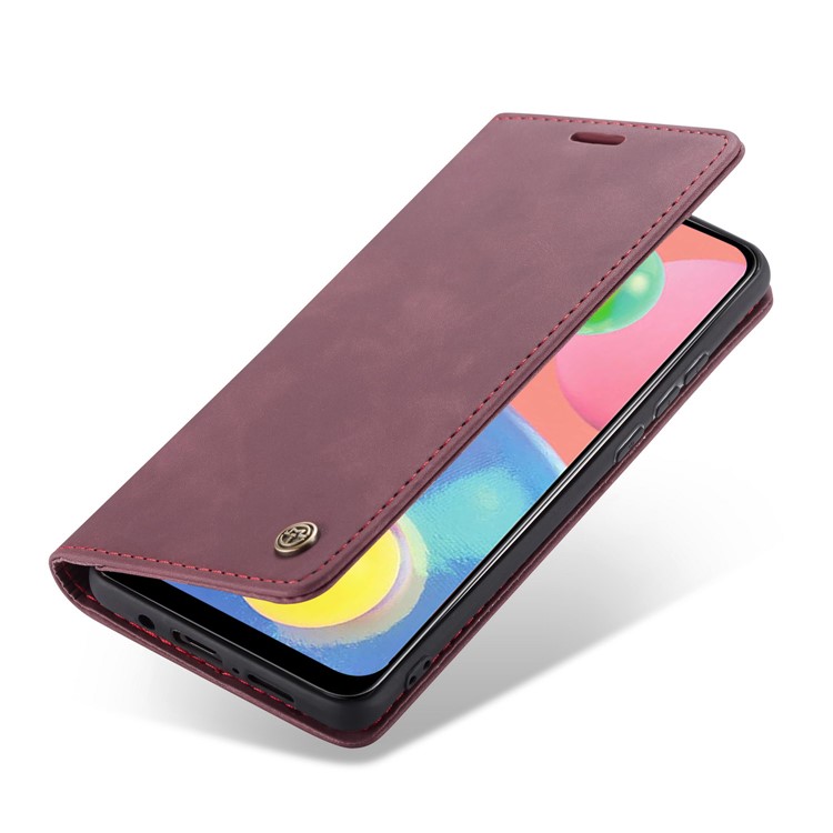 CASEME 013 Series Auto-absorbed Leather Wallet Cell Phone Case for Samsung Galaxy A70s - Wine Red-10