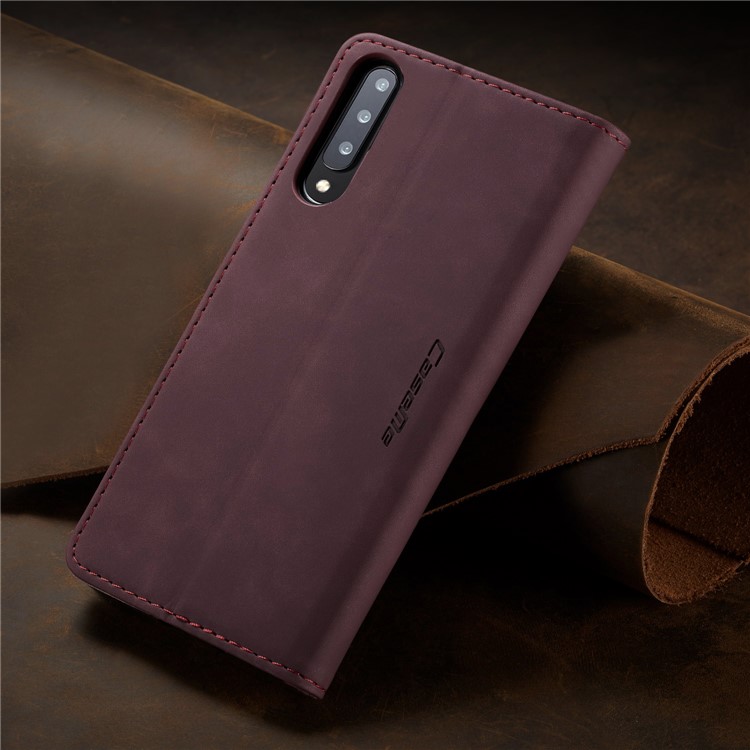 CASEME 013 Series Auto-absorbed Leather Wallet Cell Phone Case for Samsung Galaxy A70s - Wine Red-15
