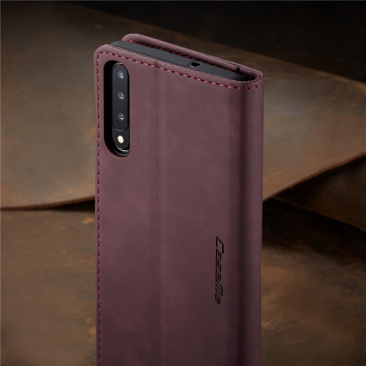 CASEME 013 Series Auto-absorbed Leather Wallet Cell Phone Case for Samsung Galaxy A70s - Wine Red-17