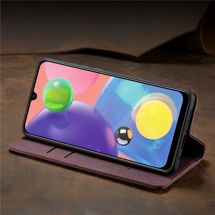 CASEME 013 Series Auto-absorbed Leather Wallet Cell Phone Case for Samsung Galaxy A70s - Wine Red-19